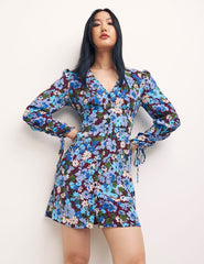 Georgia Floral Blue Fella Mini Dress