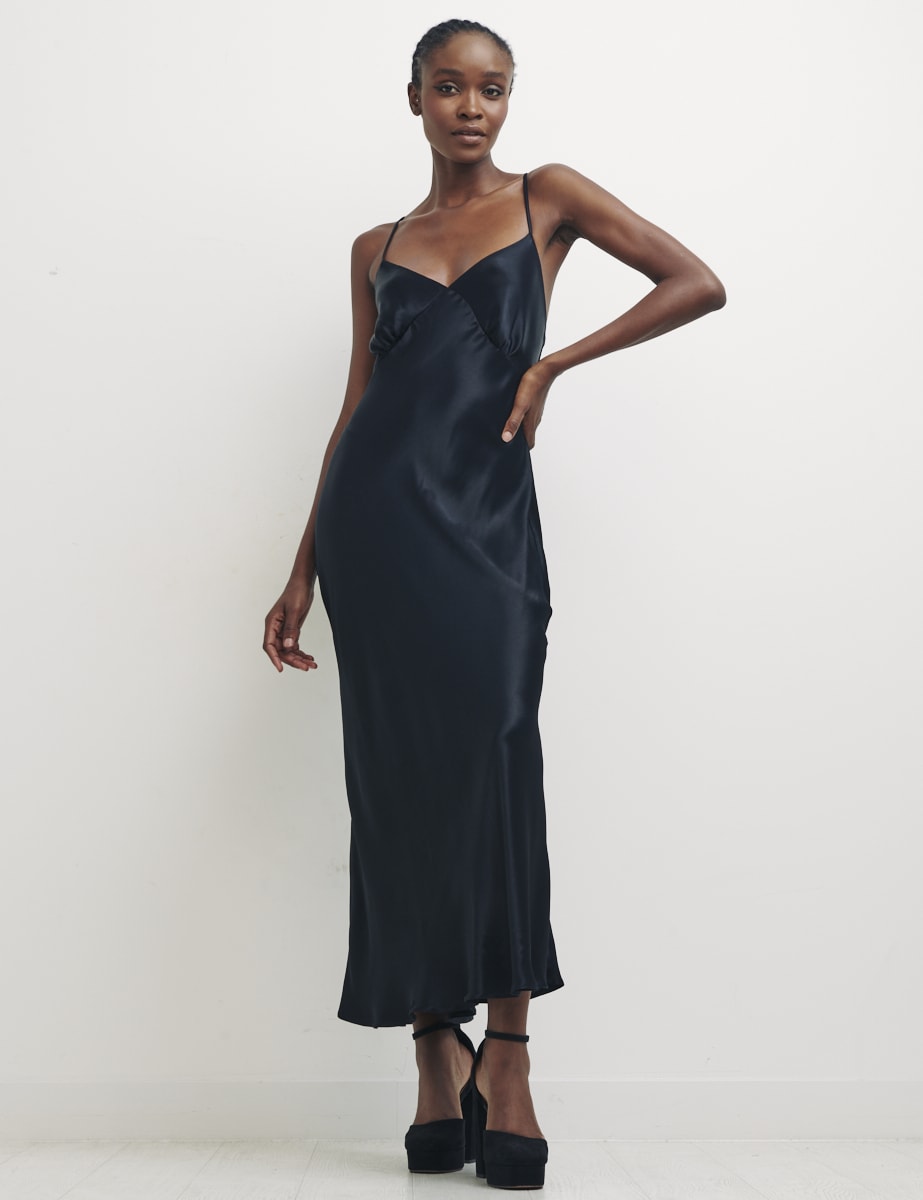 Black Melina Midi Dress