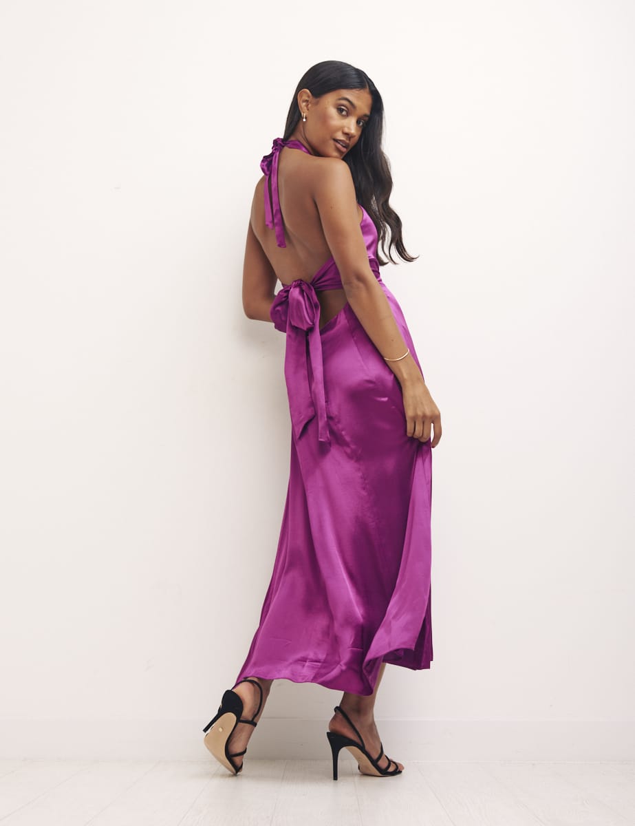 Purple Holly Halter Dress