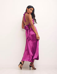 Purple Holly Halter Dress
