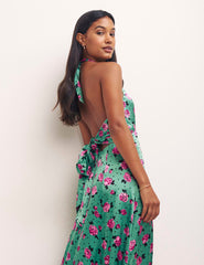 Blush Floral Green Holly Halter Dress