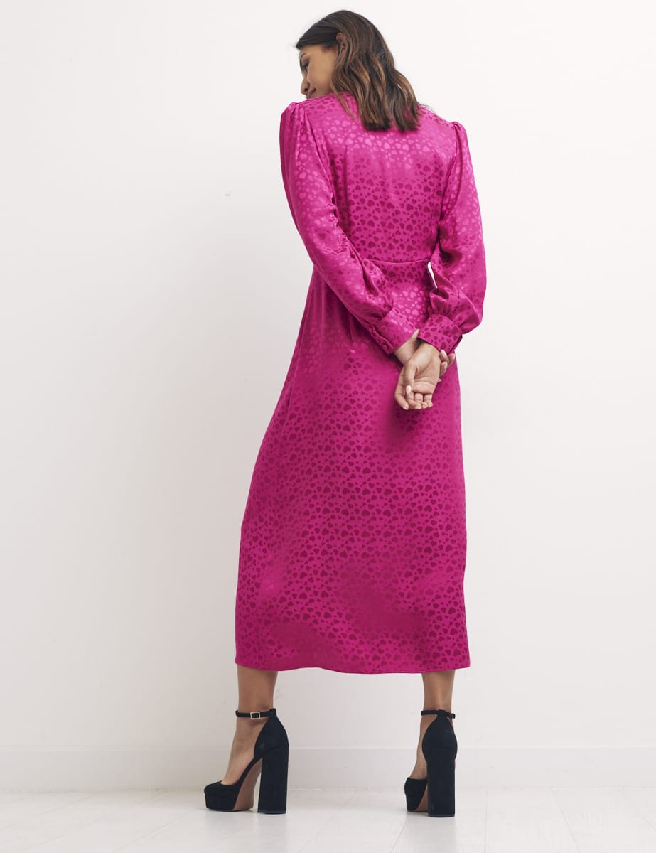 Heart Jaquard Pink Tasha Midi Dress