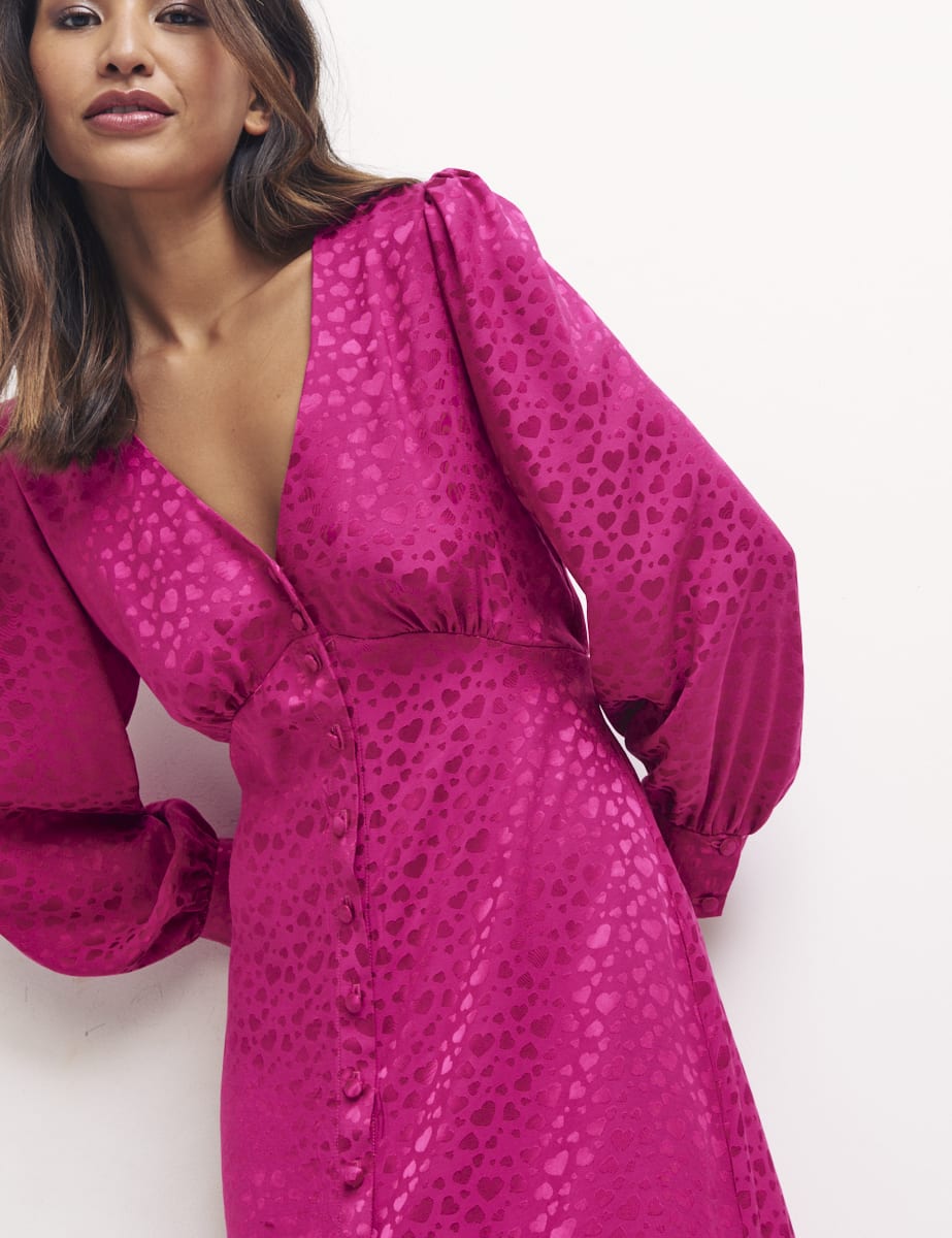 Heart Jaquard Pink Tasha Midi Dress