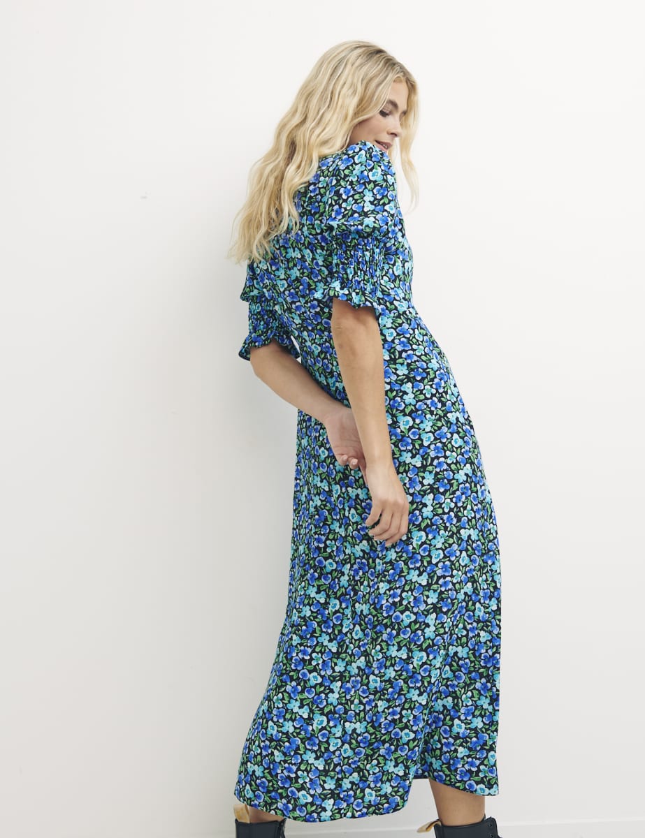 Aurelia Floral Blue Luna Midi Dress