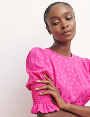 Fearne Cotton Spot Jaquard Pink Luna Midi Dress