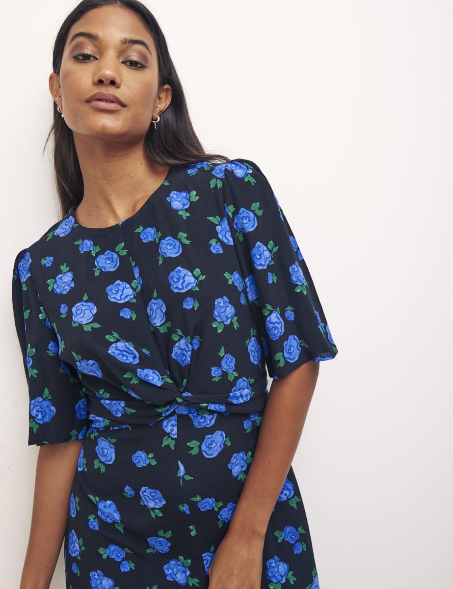 Blush Floral Blue Octavia Midi Dress