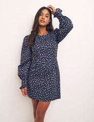 Black Star Jacquard Purple Peggy Mini Dress