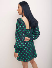 Taffeta Spot Green Mary Mini Dress