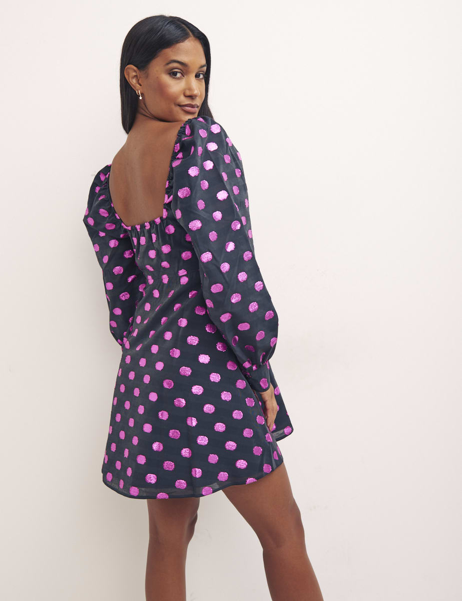 Taffeta Spot Lilac Mary Mini Dress