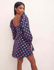 Taffeta Spot Lilac Mary Mini Dress