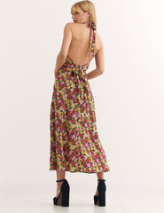 Multi Ditsy Floral Holly Halter Midi Dress