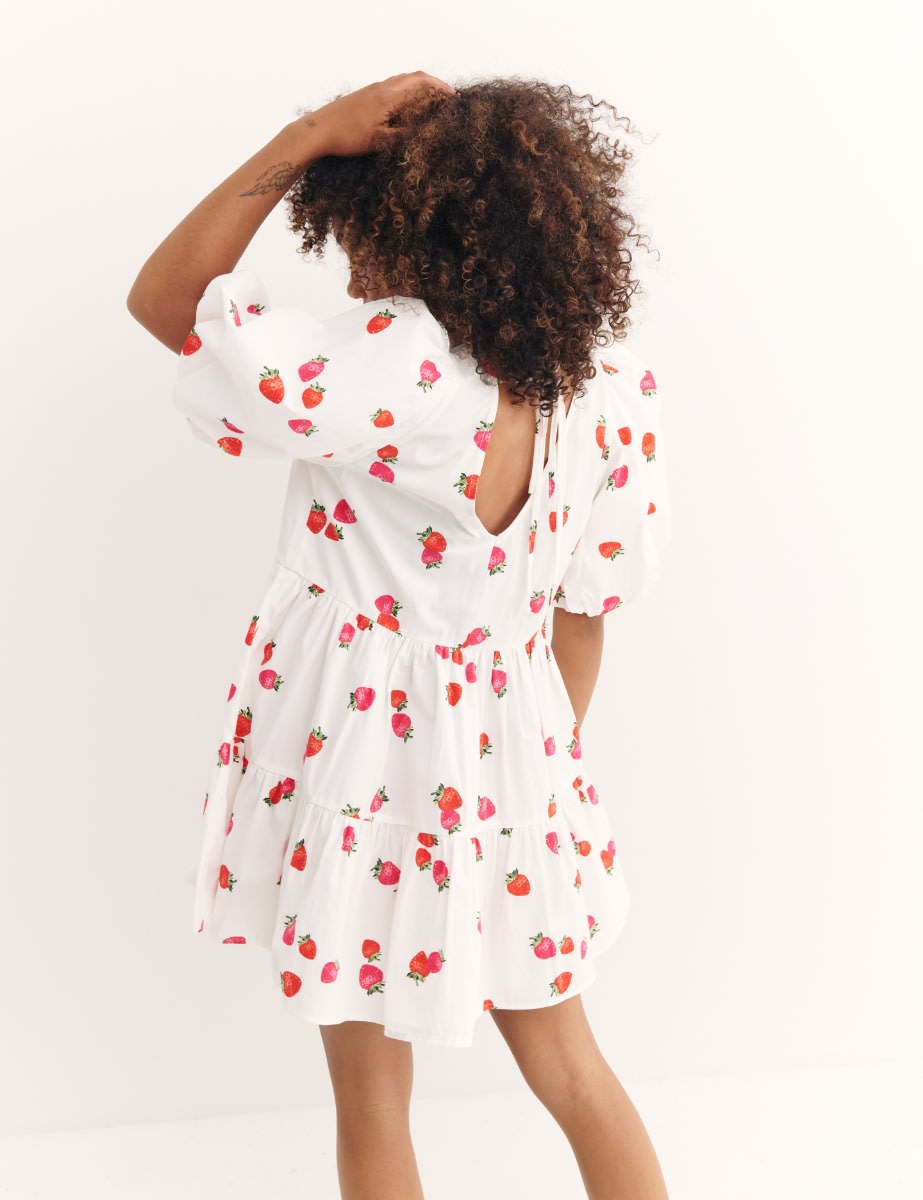 Cream Conversation Print Vienna Mini Dress