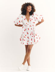 Cream Conversation Print Vienna Mini Dress