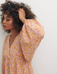 Orange Ditsy Floral Nora Midi Dress