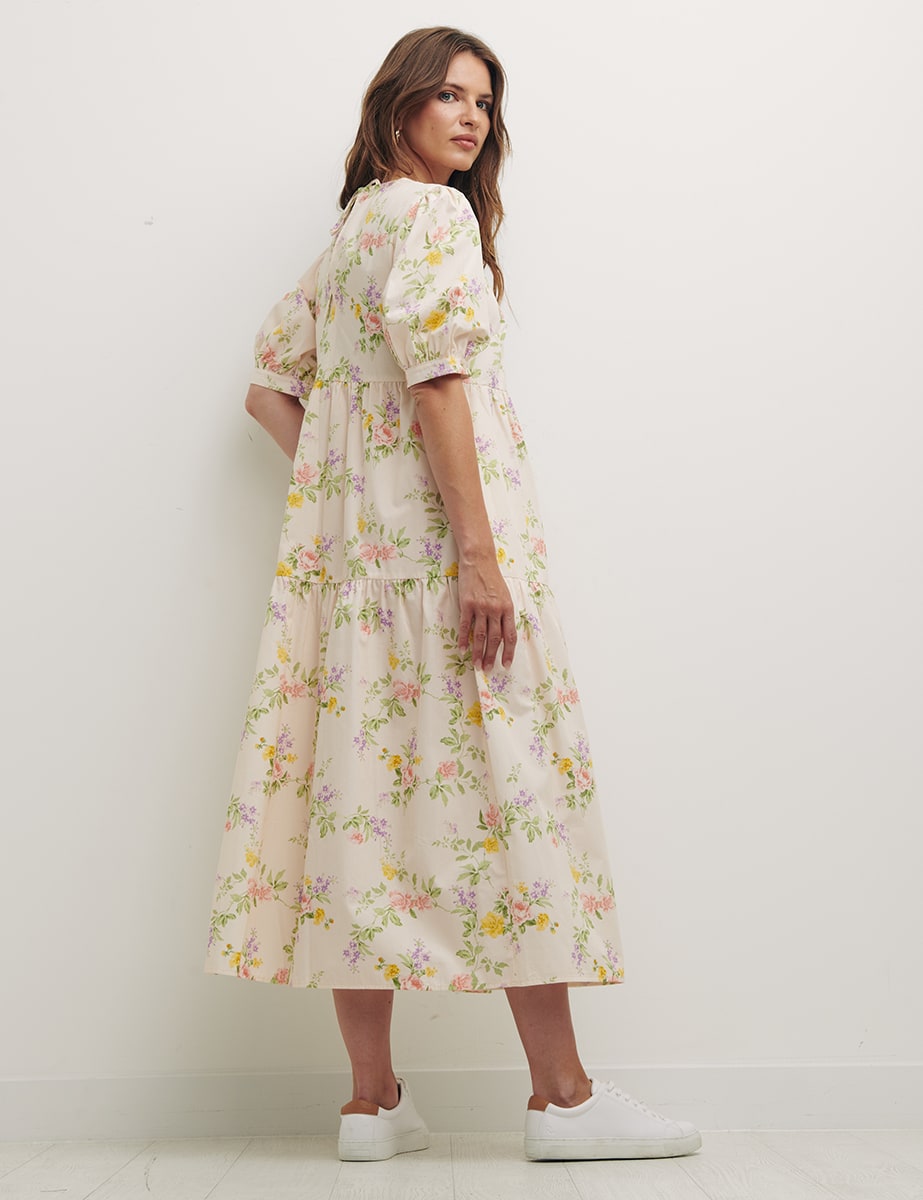 White Lucia Floral Rochelle Midi Dress