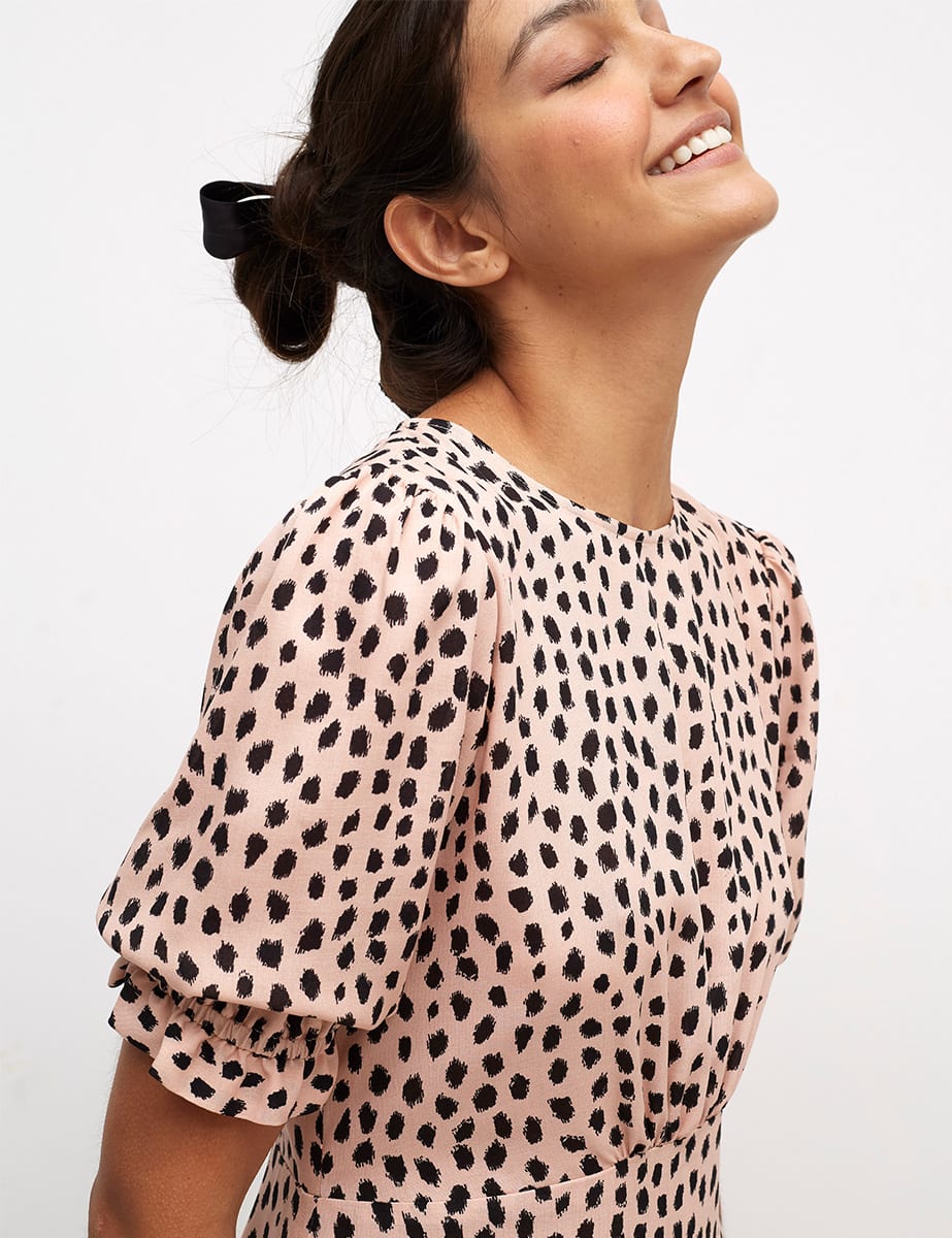 Pink Hebe Smudge Pink Selena Midi Dress