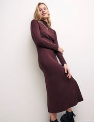 Brown Bailey Cutout Rib Midi Dress