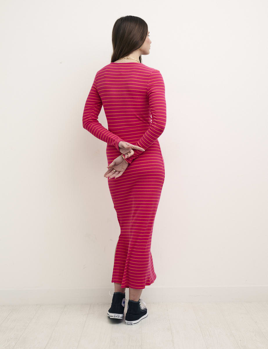 Pink Stripe Lennox Rib Dress