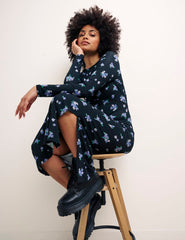 Floral Black Ember Midi Jersey Dress