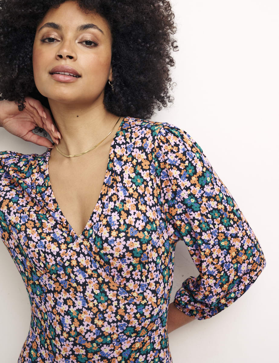 Multi Floral Hadley Midi Jersey Dress