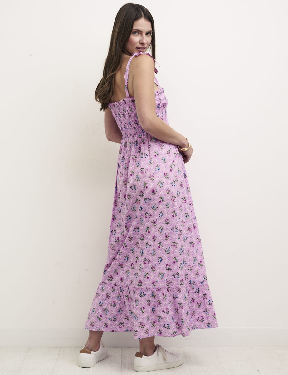 Purple Floral Millie Smock Midaxi Dress