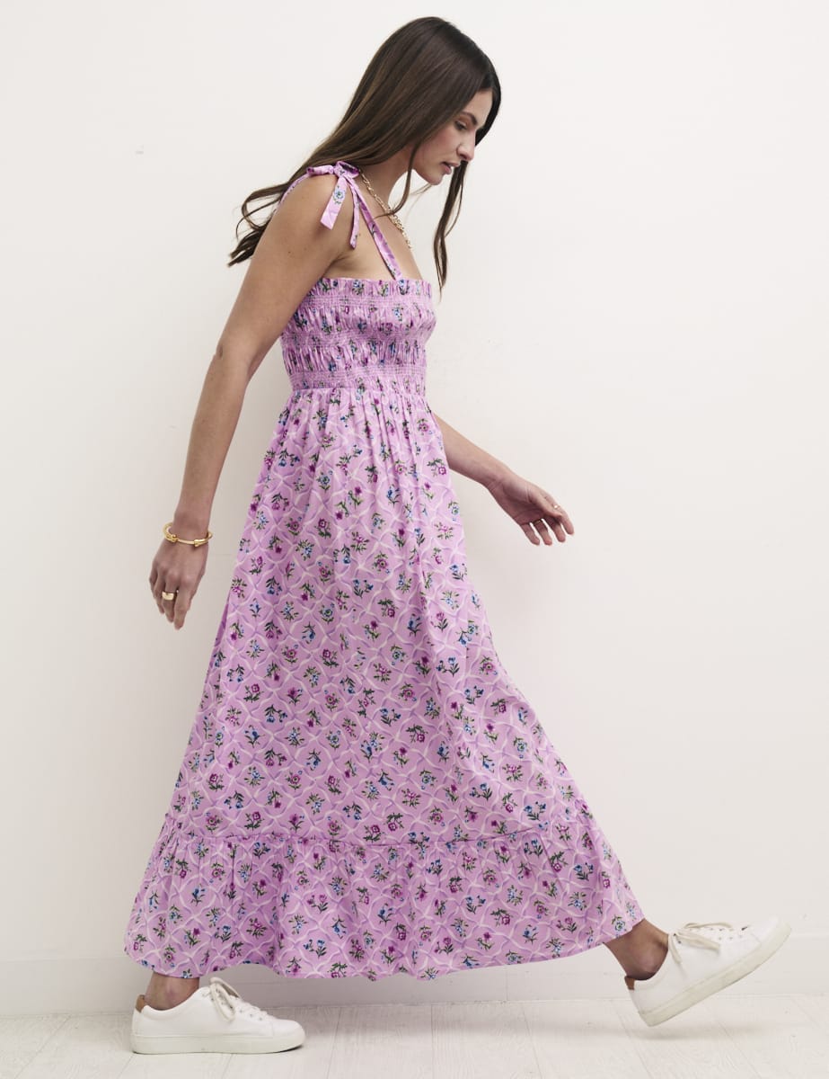 Purple Floral Millie Smock Midaxi Dress