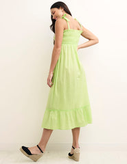 Neon Green Millie Smock Midaxi Dress