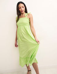 Neon Green Millie Smock Midaxi Dress