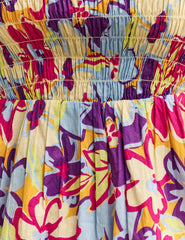 Tropical Floral Shirred Rashida Mini Dress