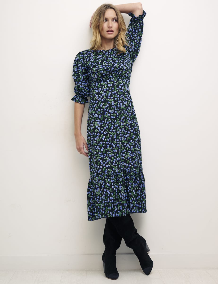 Alora Black Cherry Petite Selena Midi Dress