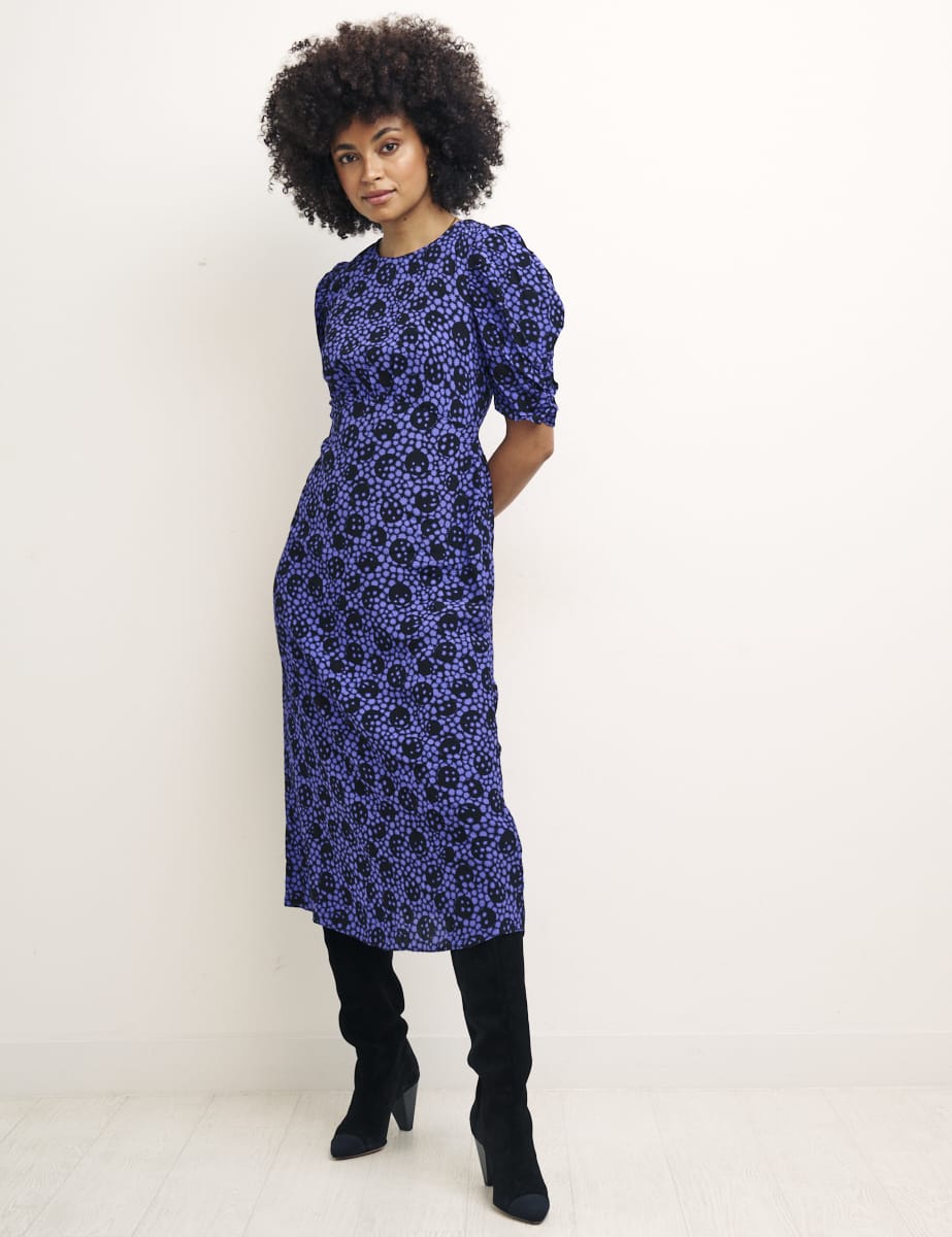 Purple Floral Evie Midi Dress