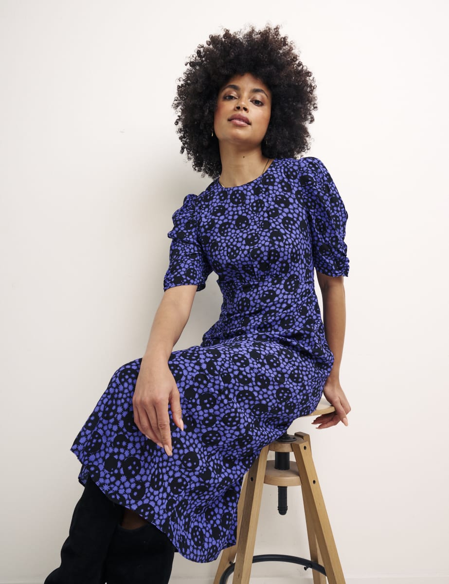 Purple Floral Evie Midi Dress