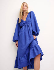 Blue Ammie Long Sleeve Midi Dress