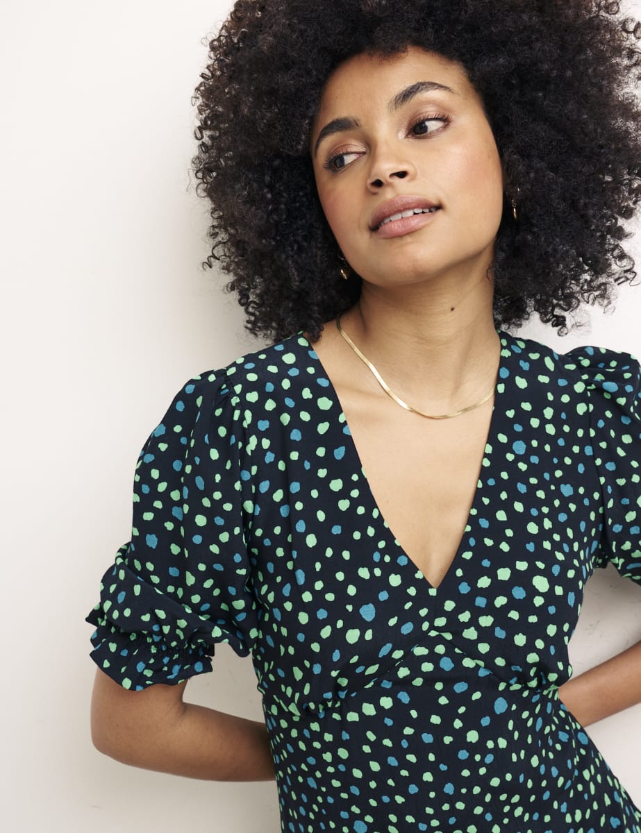 Green and Black Delilah Midi Dress