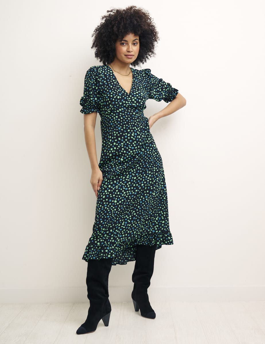Green and Black Delilah Midi Dress