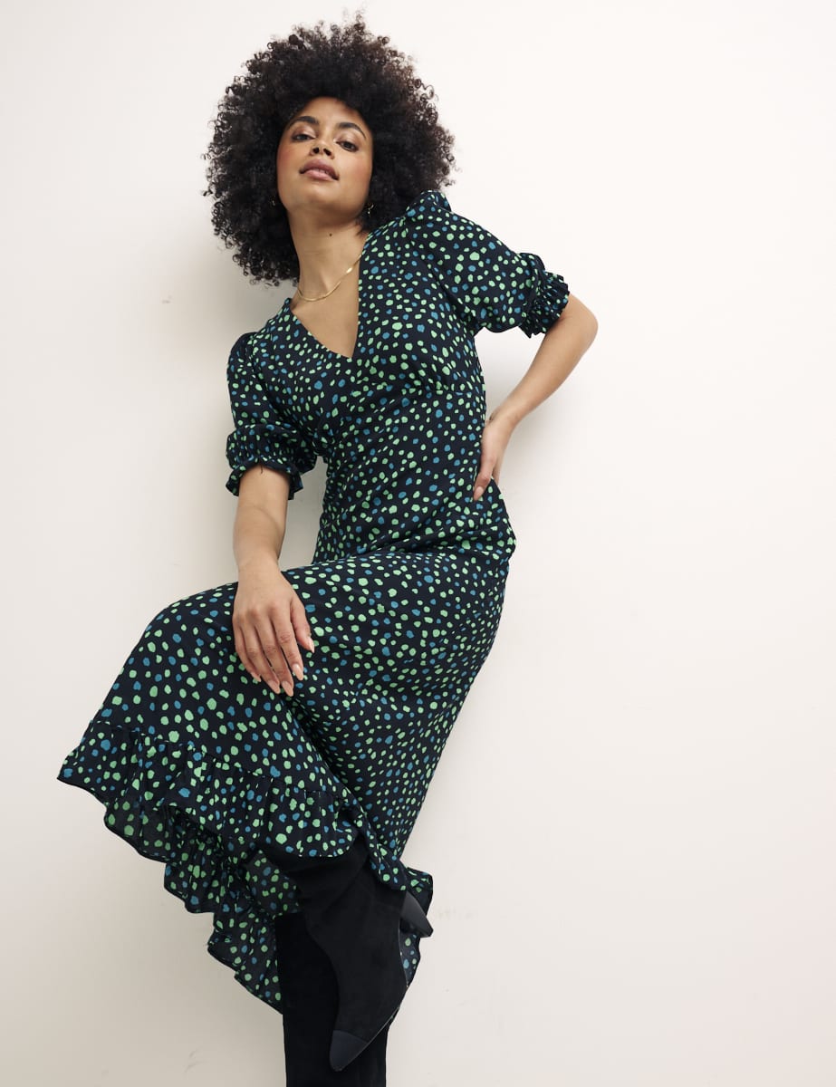 Green and Black Delilah Midi Dress