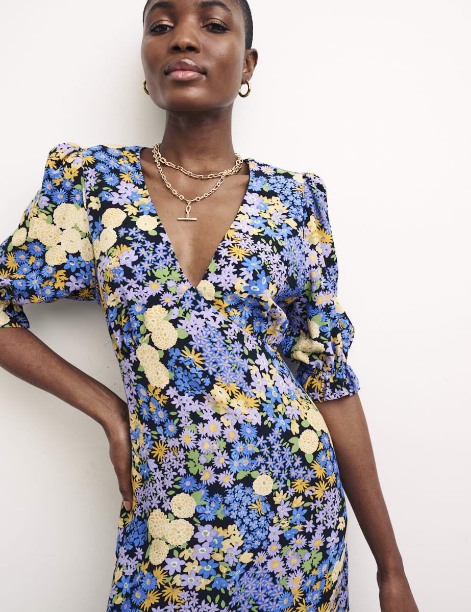 Retro Floral Delilah Midi Dress