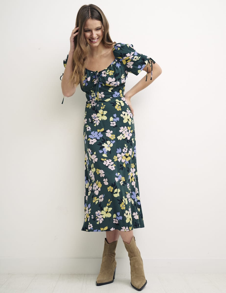 Green Floral Pippa Midi Dress