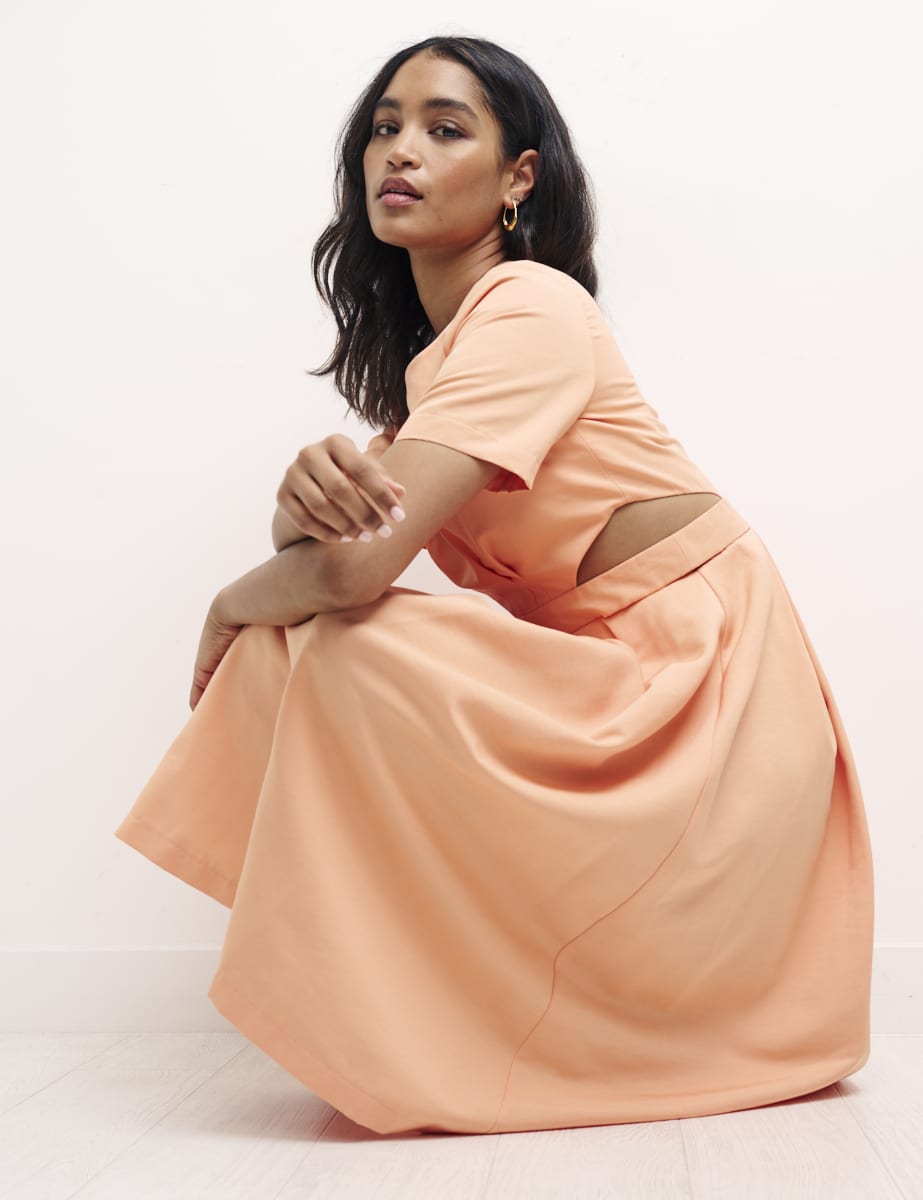 Peach Alicia Midi Dress