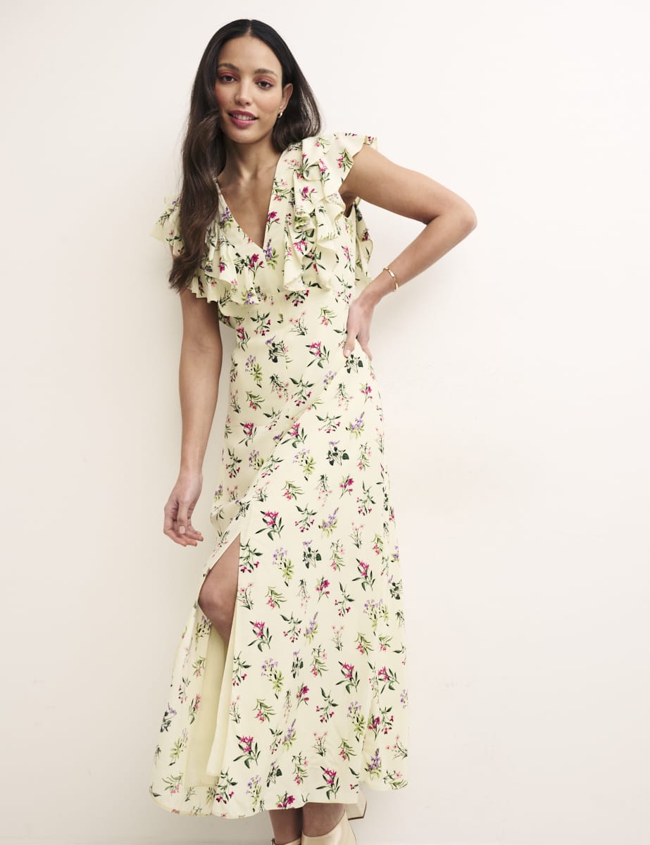 Cream Floral Coco Sleeveless Midi Dress