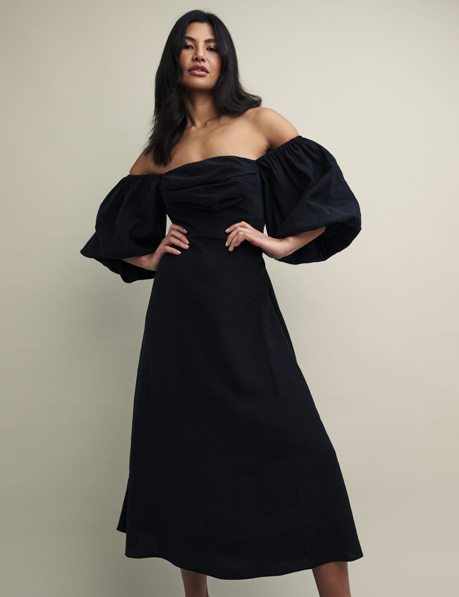 Black Maxine Midi Dress