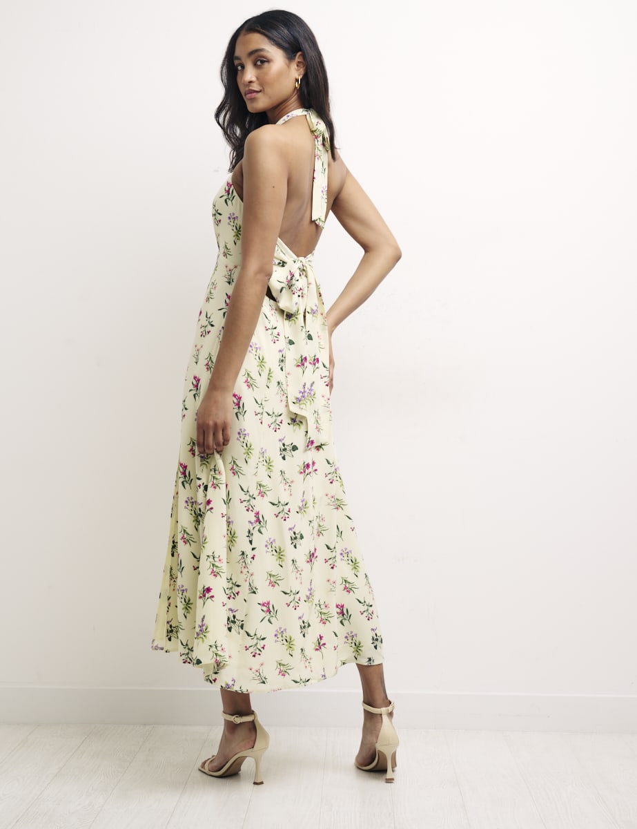 White Floral Holly Midi Dress