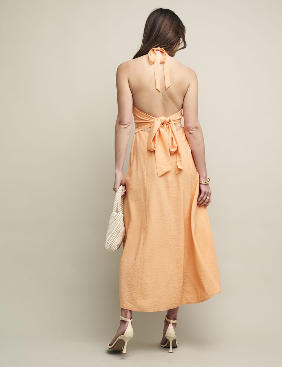 Peach Halter Neck Holly Dress