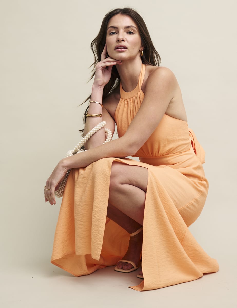 Peach Halter Neck Holly Dress