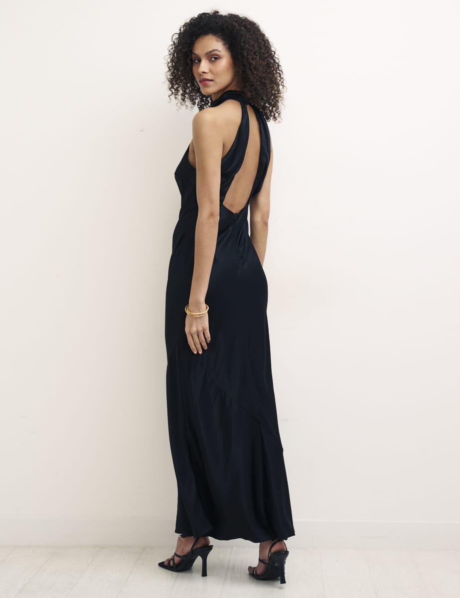 Black Halter Neck Desiree Maxi Dress