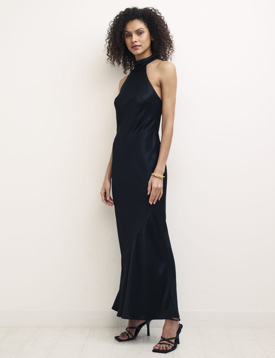 Black Halter Neck Desiree Maxi Dress