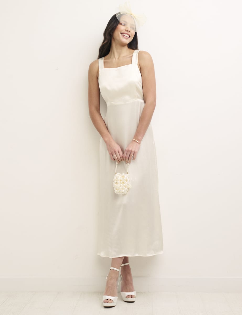 Ivory Satin Dora Midaxi Bridesmaid Dress