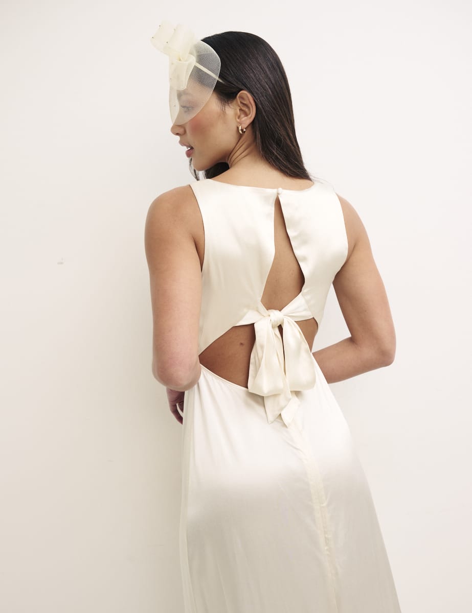 Ivory Satin Dora Midaxi Bridesmaid Dress