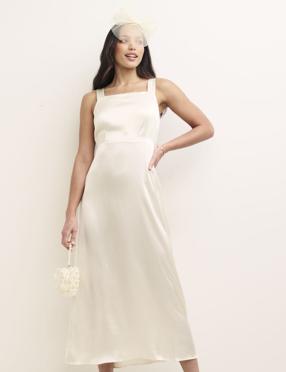 Ivory Satin Dora Midaxi Bridesmaid Dress