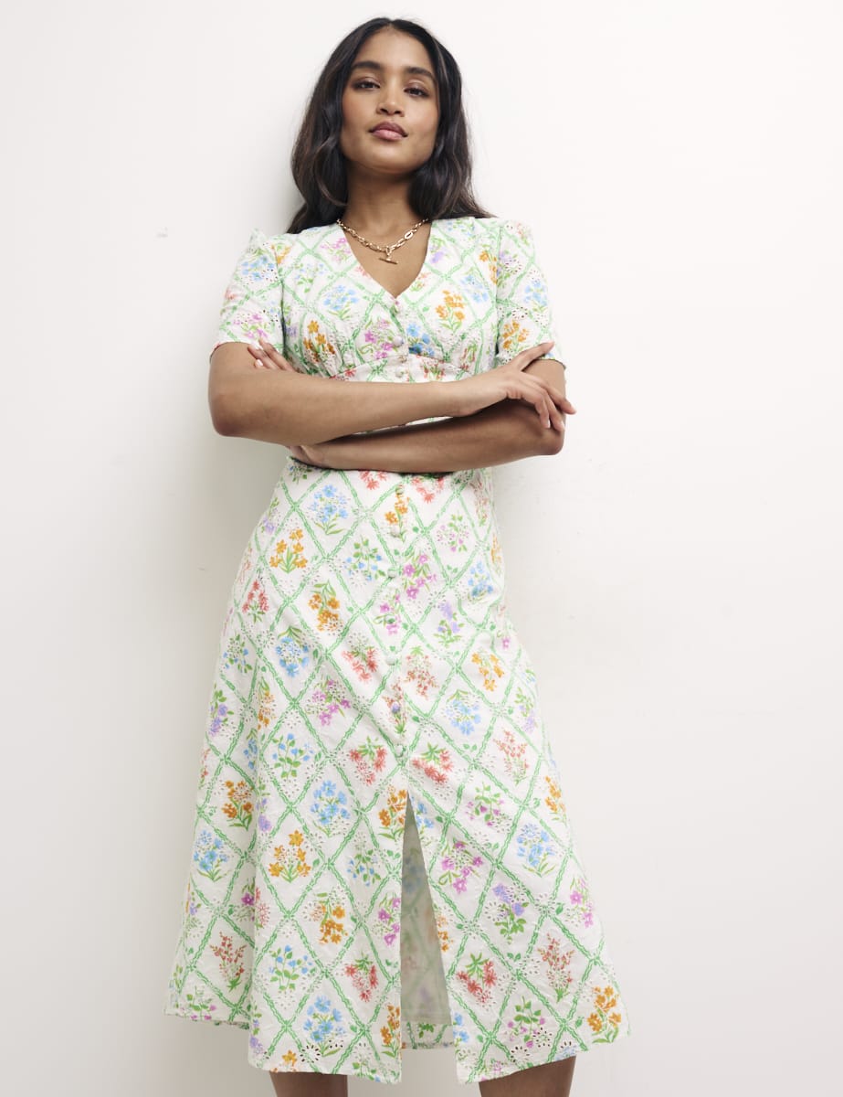 Floral Alexa Broderie Midi Dress